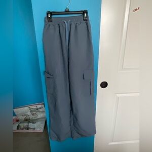 Blue Cargo Pants with Relaxed Fit and Elastic Waist